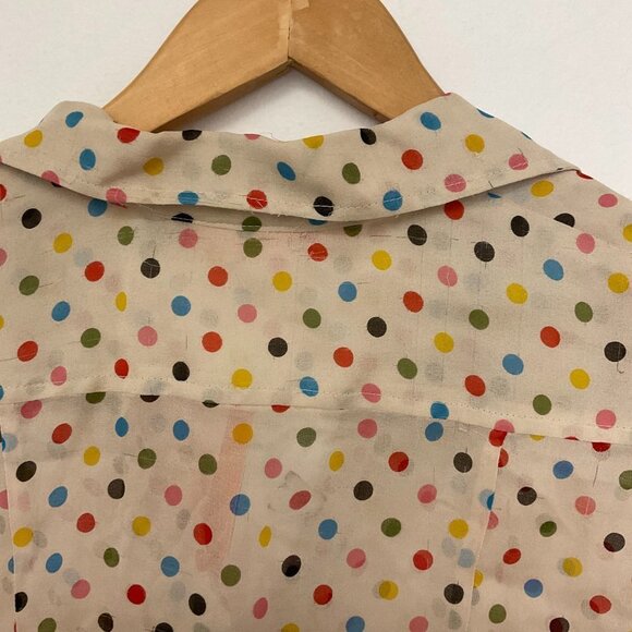 Cynthia Steffe Womens Polka Dot Sheer Chiffon Blouse Size M Multicolor - Picture 4 of 6